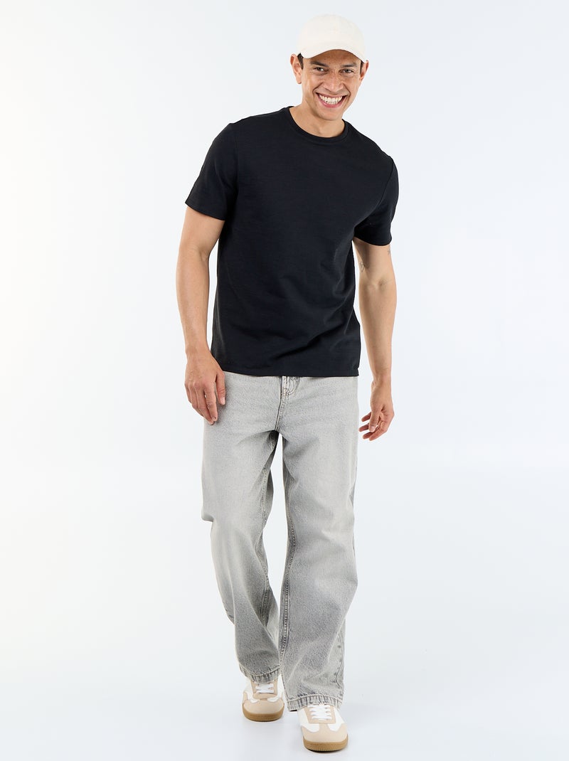 Effen T-shirt met korte mouwen Zwart - Kiabi