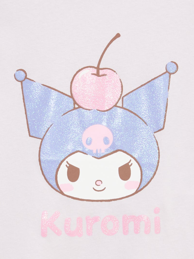 Effen T-shirt met 'Kuromi'-print van katoen Paars - Kiabi