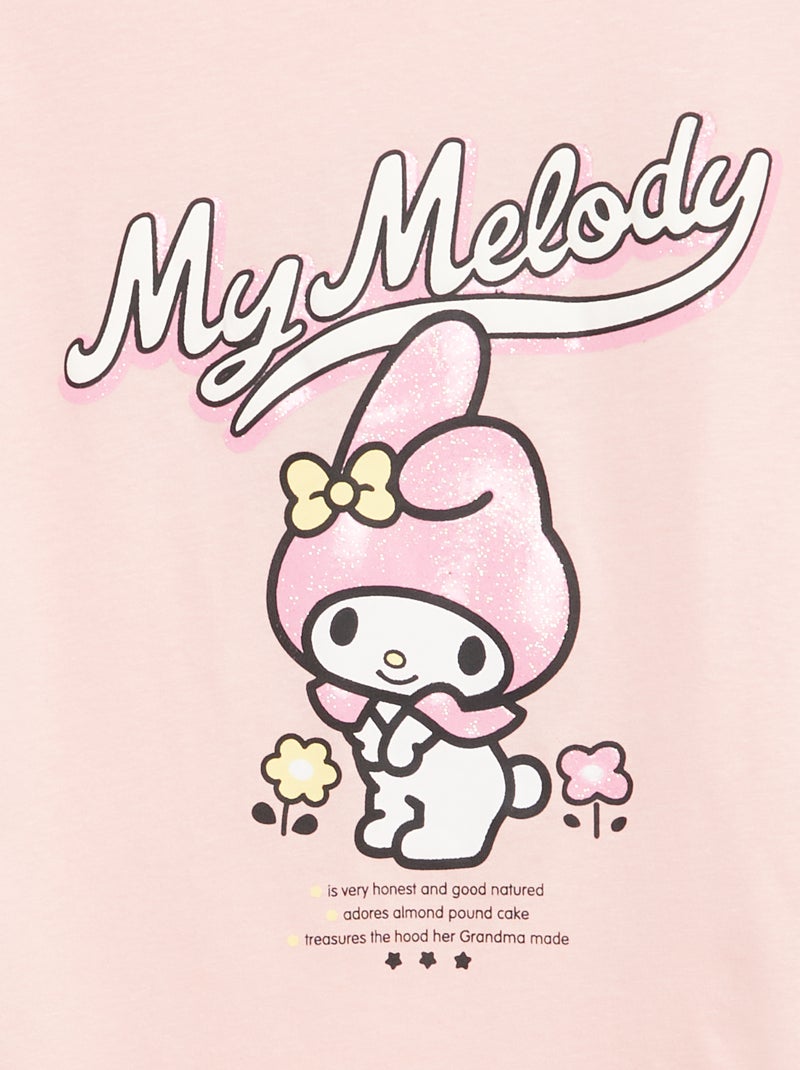 Effen T-shirt met 'Kuromi'-print van katoen Rose - Kiabi
