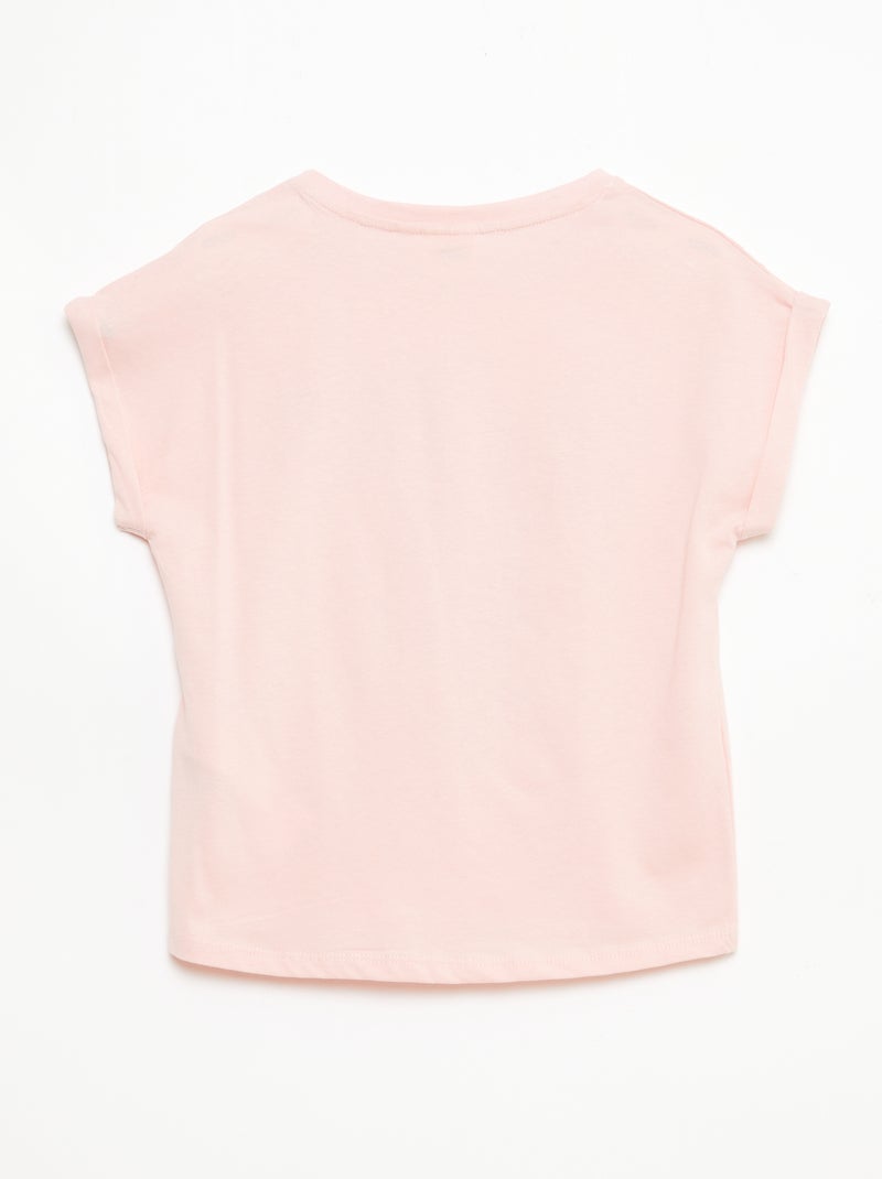 Effen T-shirt met 'Kuromi'-print van katoen Rose - Kiabi