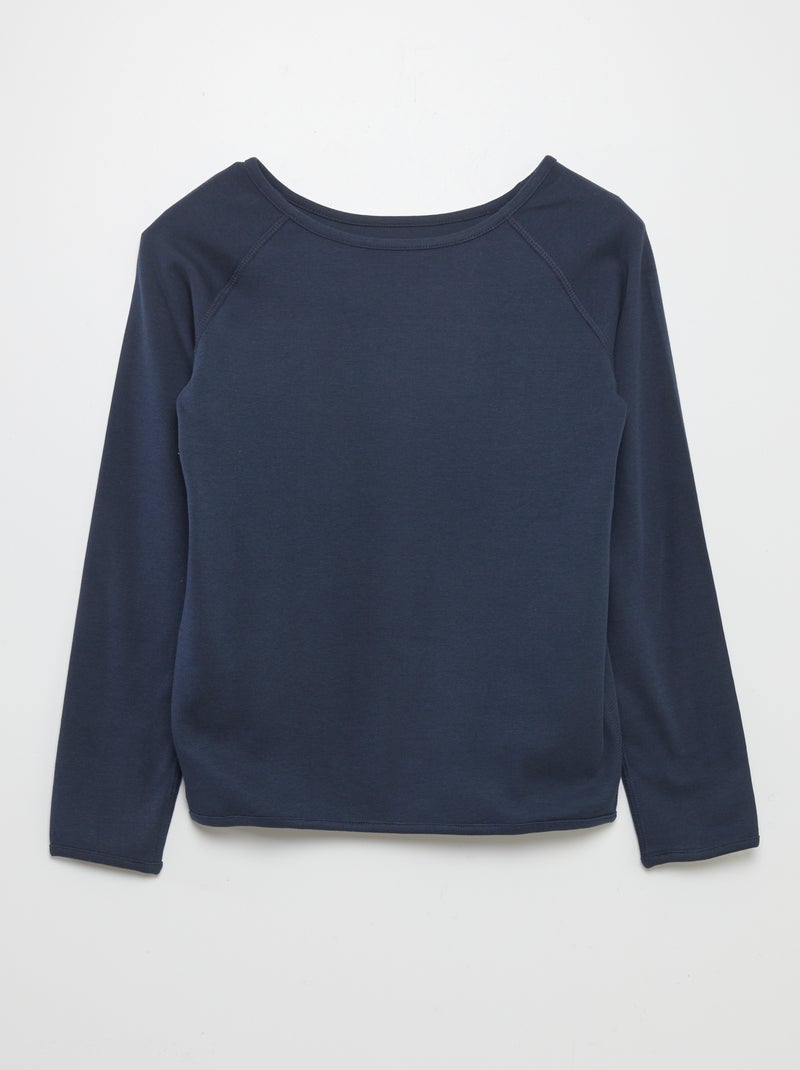 Effen T-shirt met lange mouw - So Easy BLAUW - Kiabi