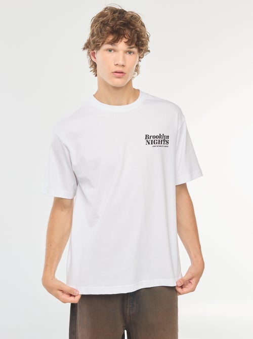 Effen T-shirt met lange mouw en print voor/achter - Kiabi