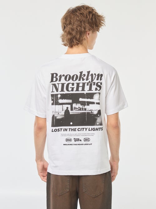 Effen T-shirt met lange mouw en print voor/achter - Kiabi Effen T-shirt met lange mouw en print voor/achter - Kiabi