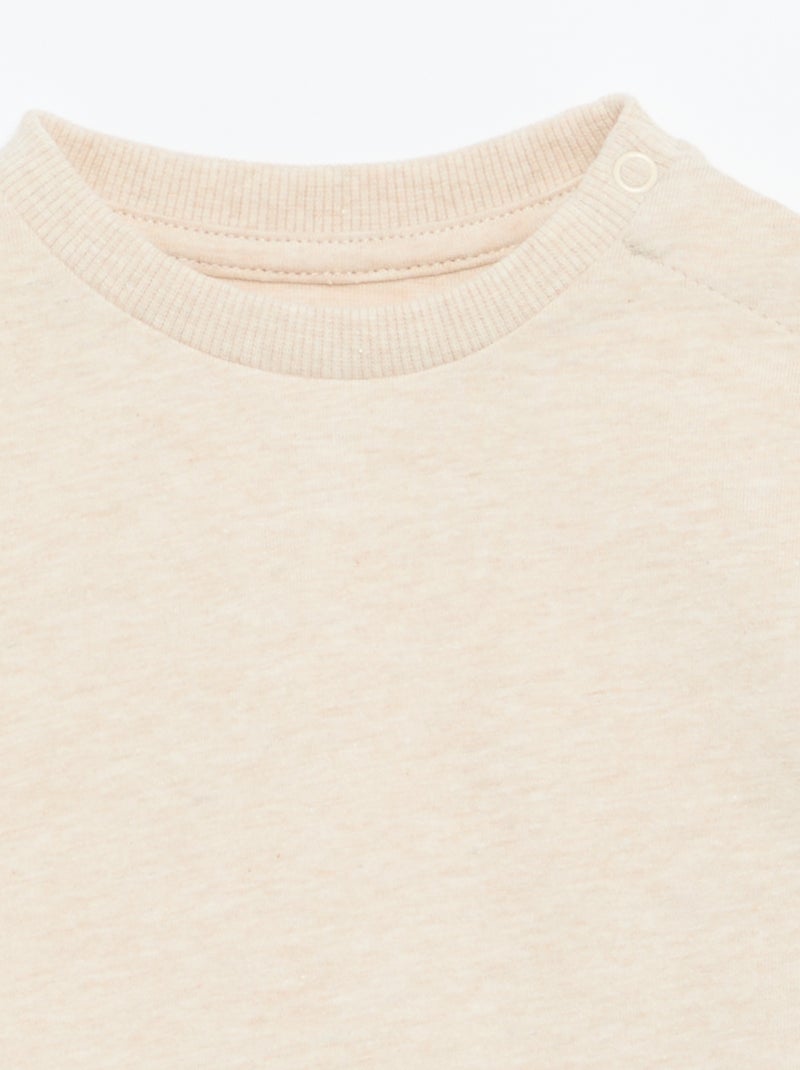 Effen T-shirt met lange mouwen Biege - Kiabi