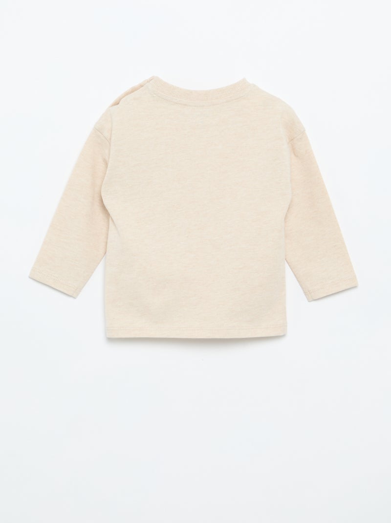 Effen T-shirt met lange mouwen Biege - Kiabi