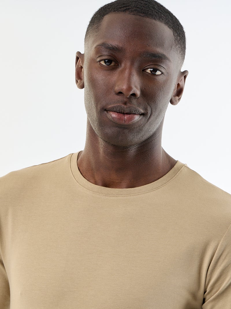Effen T-shirt met lange mouwen Biege - Kiabi