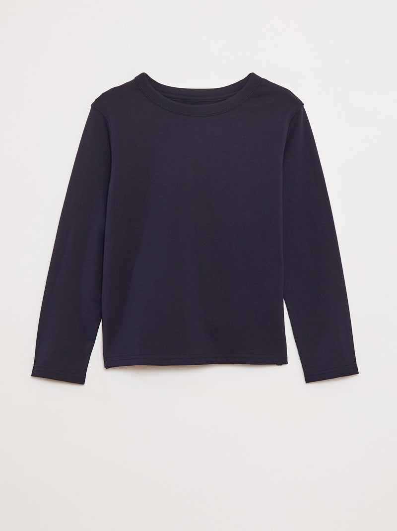 Effen T-shirt met lange mouwen Blauw - Kiabi