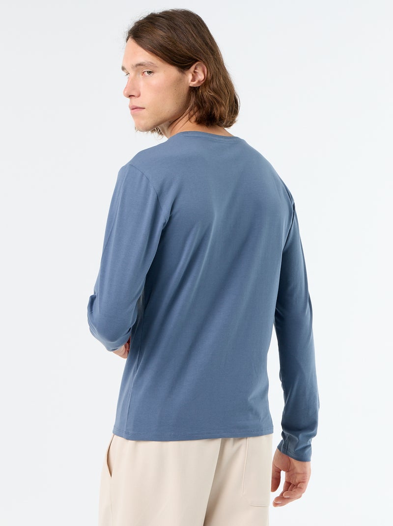 Effen T-shirt met lange mouwen Blauw - Kiabi