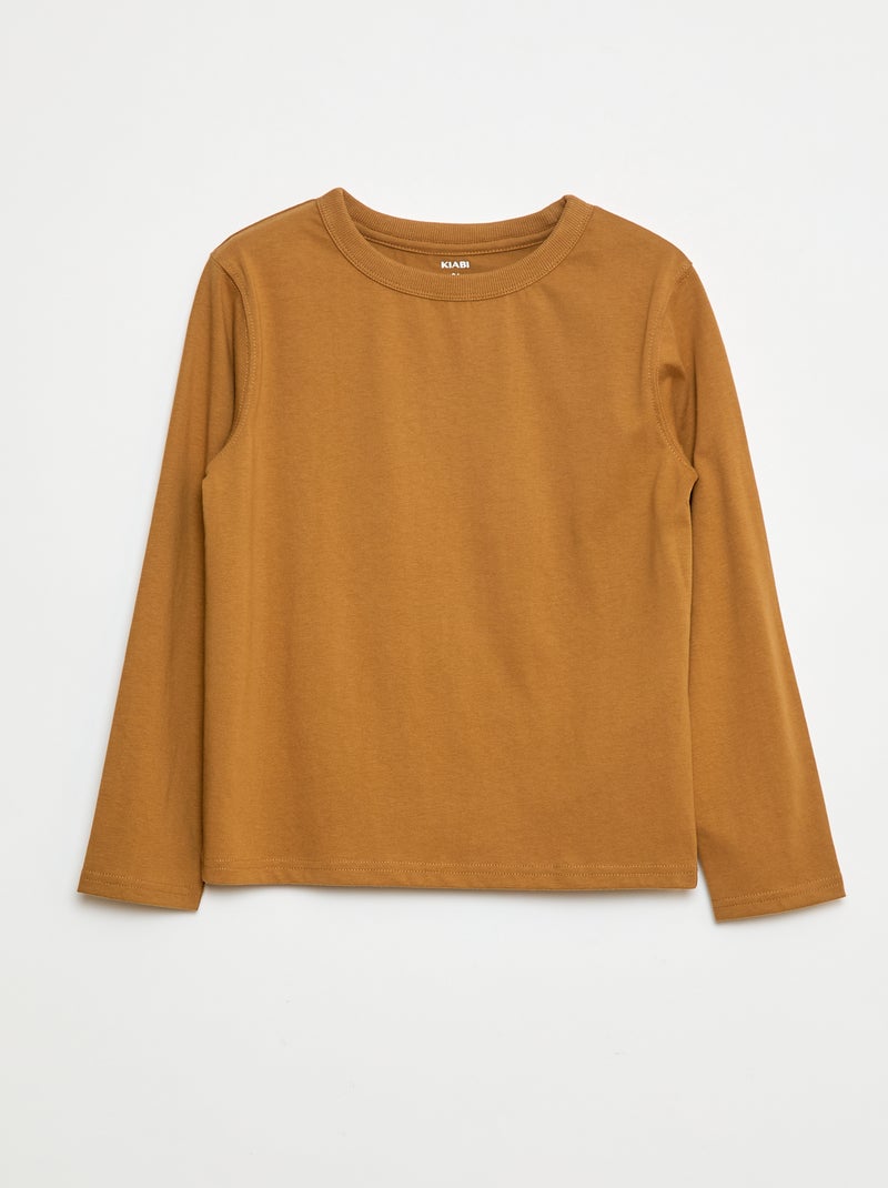 Effen T-shirt met lange mouwen Bruin - Kiabi