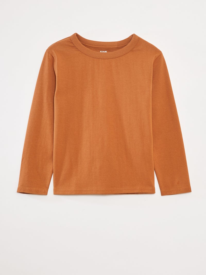 Effen T-shirt met lange mouwen Bruin - Kiabi
