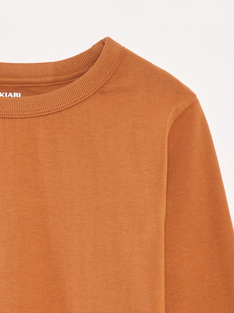 Effen T-shirt met lange mouwen Bruin - Kiabi