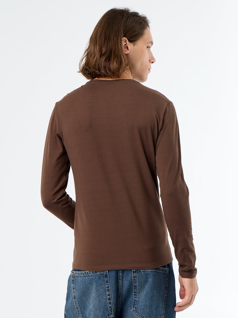 Effen T-shirt met lange mouwen Bruin - Kiabi