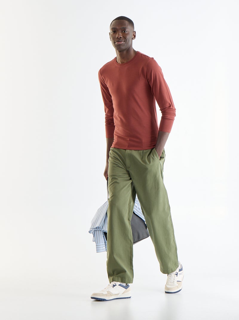 Effen T-shirt met lange mouwen Bruin - Kiabi