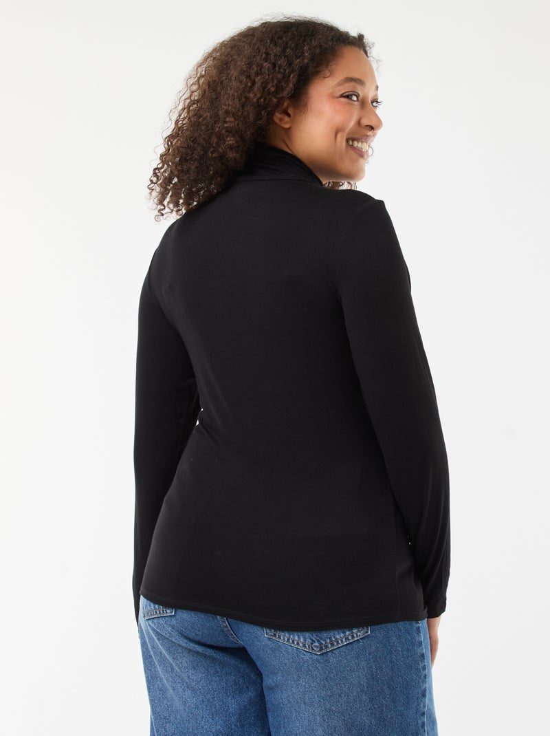 Effen T-shirt met lange mouwen en rolkraag zwart - Kiabi