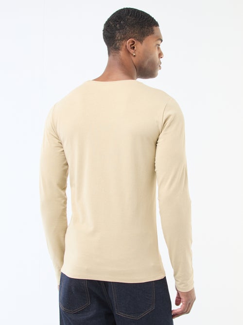 Effen T-shirt met lange mouwen en ronde hals - Kiabi