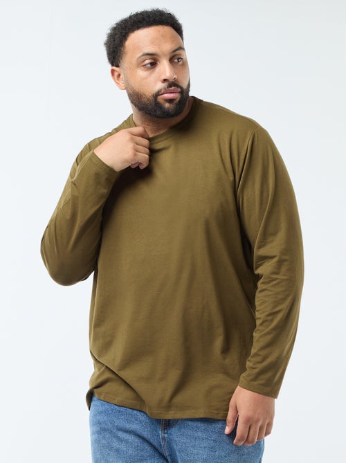 Effen T-shirt met lange mouwen en ronde hals - Kiabi