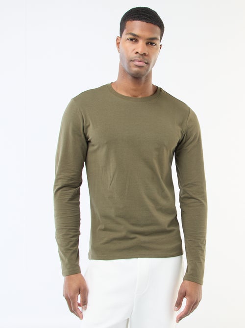 Effen T-shirt met lange mouwen en ronde hals - Kiabi