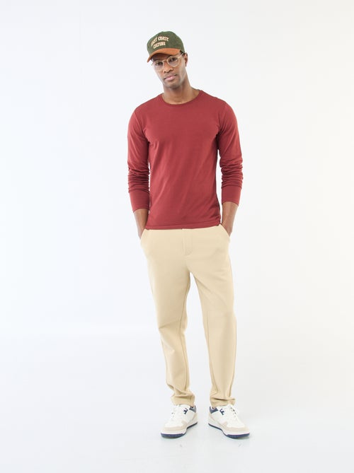 Effen T-shirt met lange mouwen en ronde hals - Kiabi