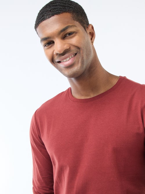 Effen T-shirt met lange mouwen en ronde hals - Kiabi