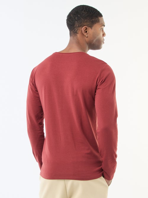 Effen T-shirt met lange mouwen en ronde hals - Kiabi