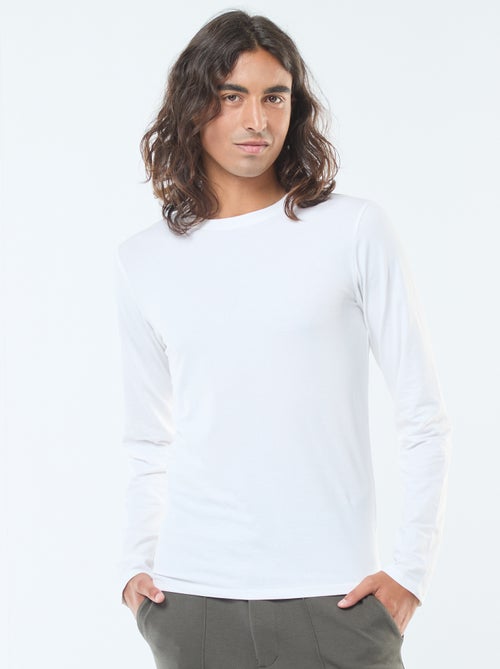 Effen T-shirt met lange mouwen en ronde hals - Kiabi
