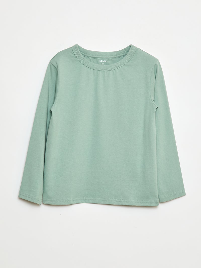 Effen T-shirt met lange mouwen Groen - Kiabi
