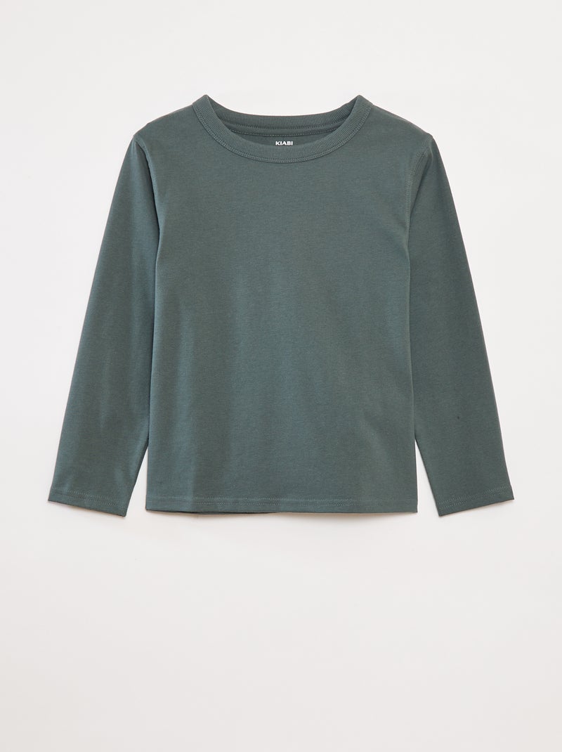Effen T-shirt met lange mouwen Groen - Kiabi