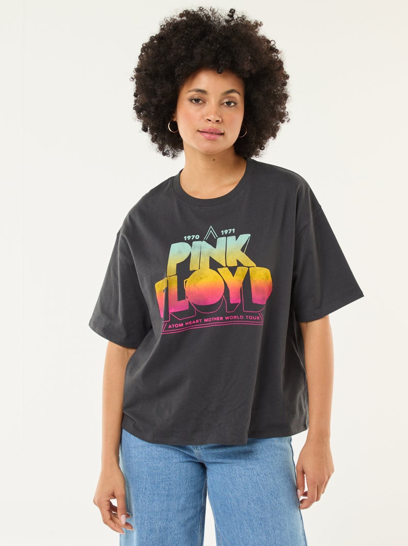 Effen T-shirt met Pink Floyd-print Zwart - Kiabi