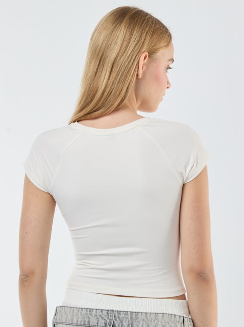 Effen T-shirt met plooitjes - Kiabi