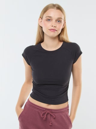 Effen T-shirt met plooitjes