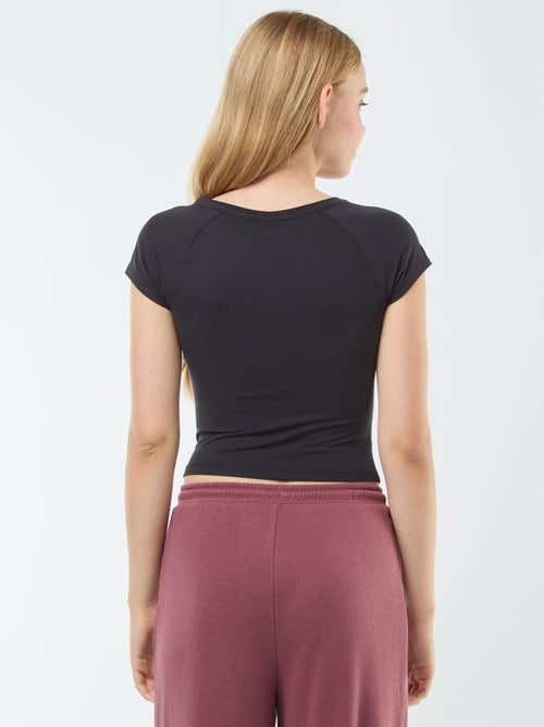 Effen T-shirt met plooitjes - Kiabi