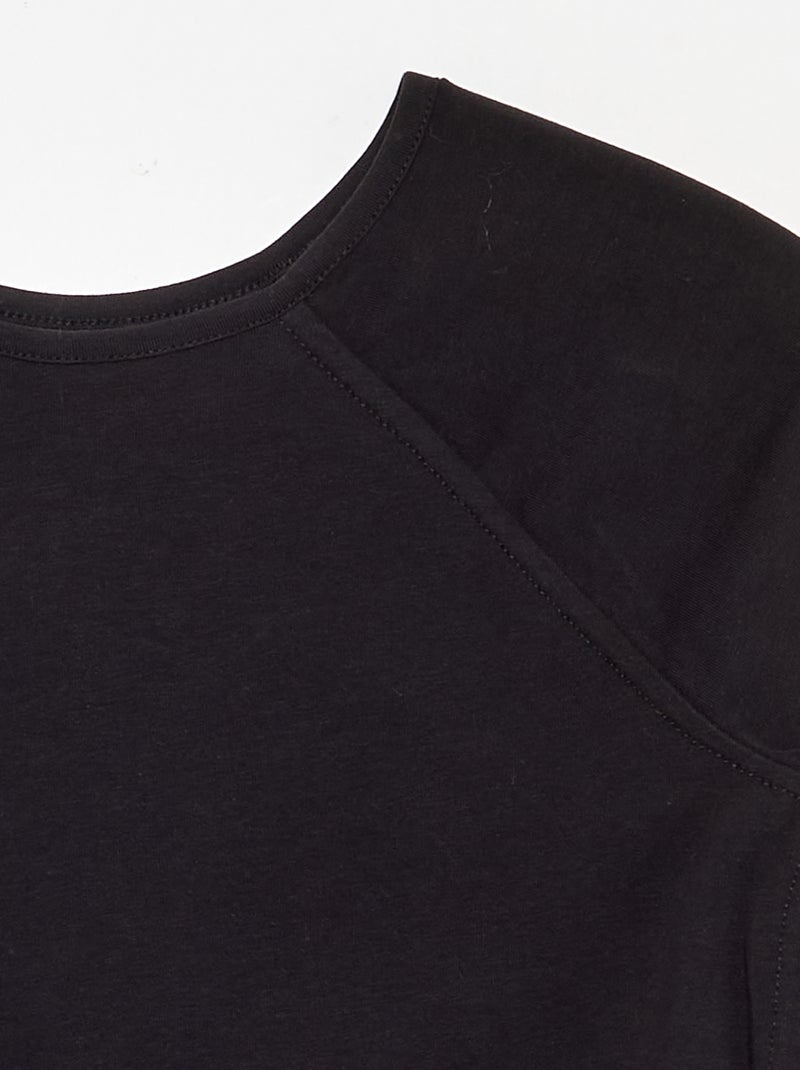 Effen T-shirt met raglanmouwen Zwart - Kiabi