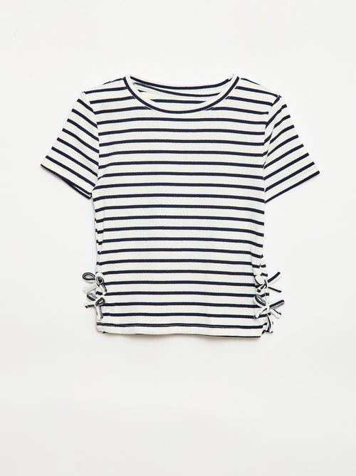 Effen T-shirt met sierknopen - Kiabi