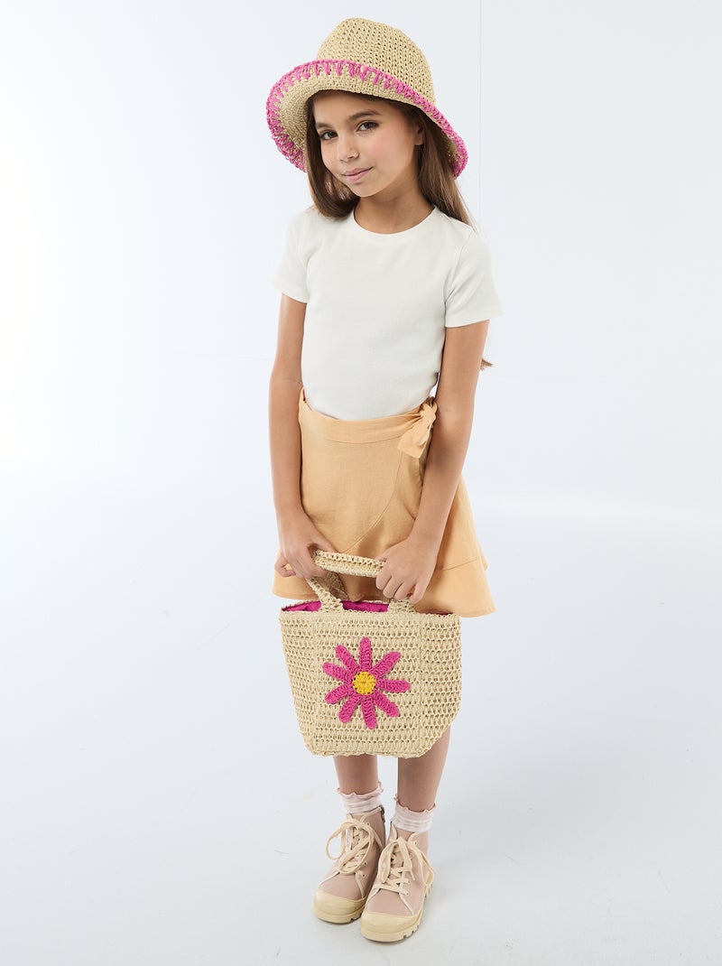 Effen T-shirt met sierknopen Wit - Kiabi