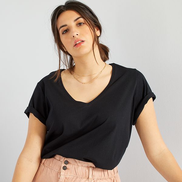 Patagonia Women's Femme Fitz Roy Cotton V-Neck T-Shirt (Nouveau Green) Tee