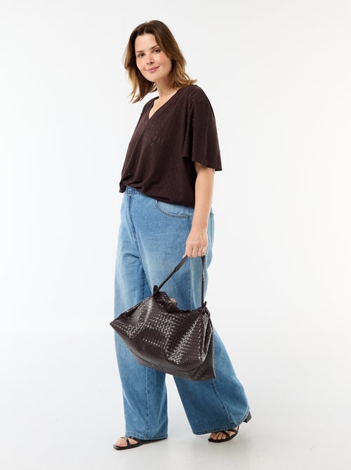 Effen T-shirt van ajourgebreide stof - Kiabi