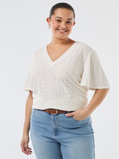 Effen T-shirt van ajourgebreide stof - Kiabi