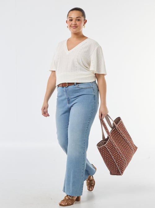 Effen T-shirt van ajourgebreide stof - Kiabi