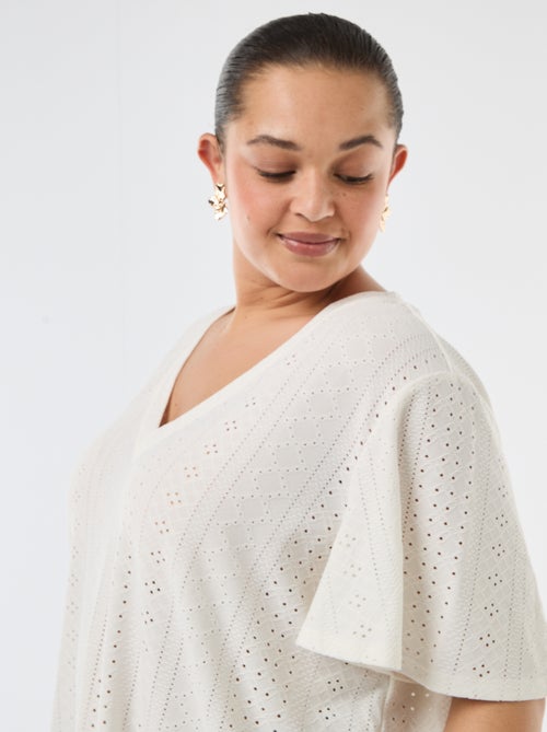 Effen T-shirt van ajourgebreide stof - Kiabi