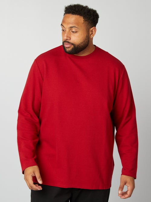 Effen T-shirt van dikke jersey met horizontale ribbel - Kiabi