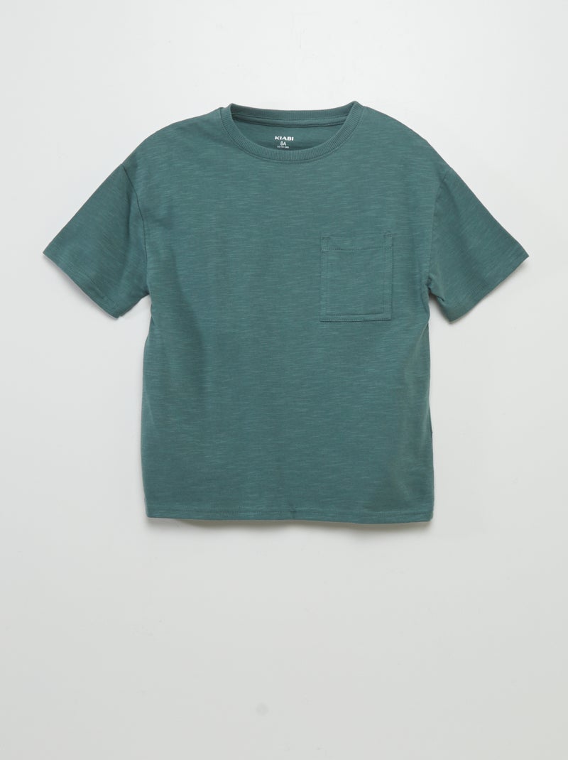 Effen T-shirt van gespikkeld tricot GROEN - Kiabi