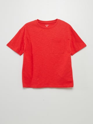 Effen T-shirt van gespikkeld tricot