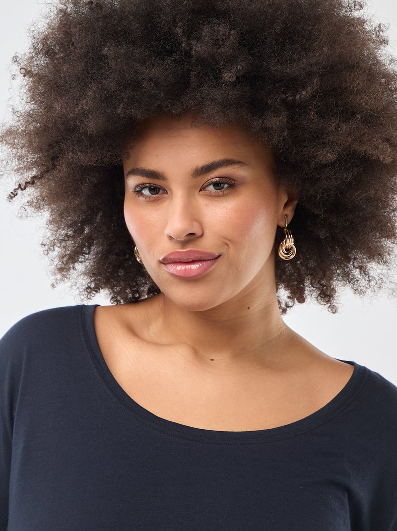 Effen T-shirt van jersey met lange mouw Blauw - Kiabi