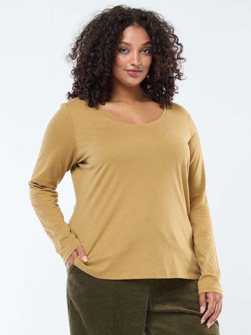 Effen T-shirt van jersey met lange mouw Groen - Kiabi