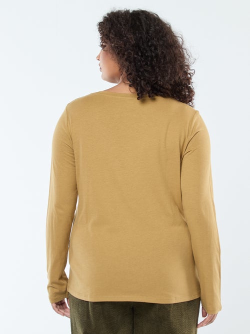 Effen T-shirt van jersey met lange mouw - Kiabi