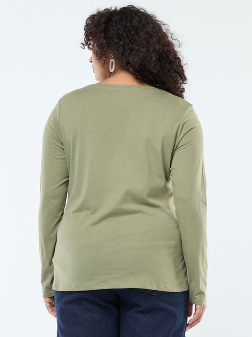 Effen T-shirt van jersey met lange mouw - Kiabi