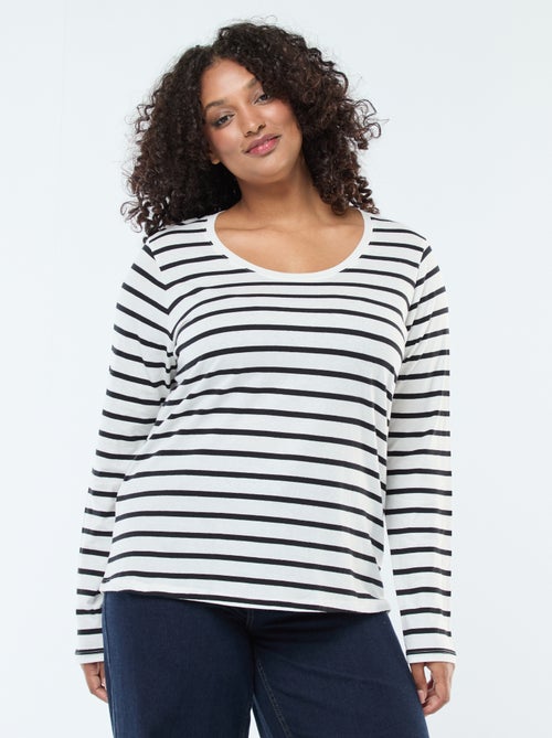 Effen T-shirt van jersey met lange mouw - Kiabi