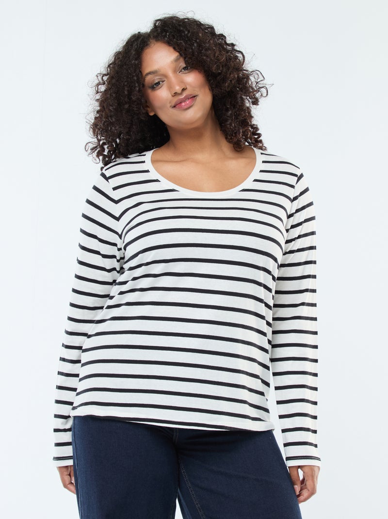 Effen T-shirt van jersey met lange mouw Wit - Kiabi