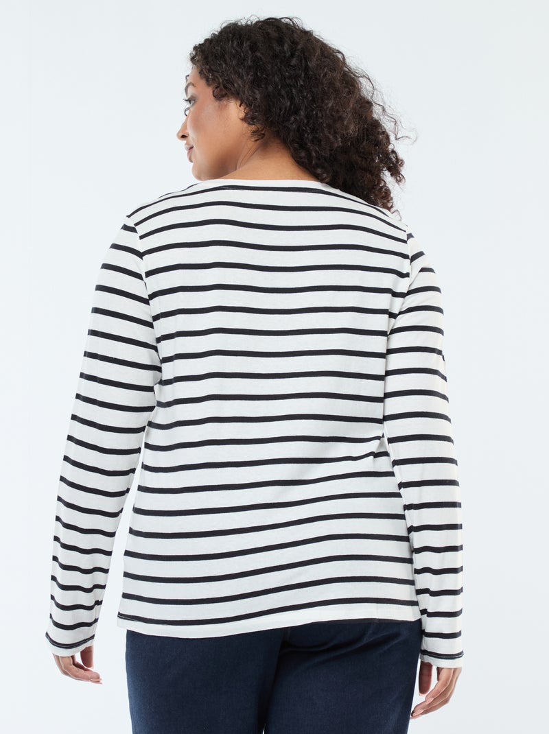 Effen T-shirt van jersey met lange mouw Wit - Kiabi