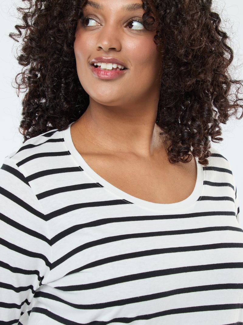 Effen T-shirt van jersey met lange mouw Wit - Kiabi